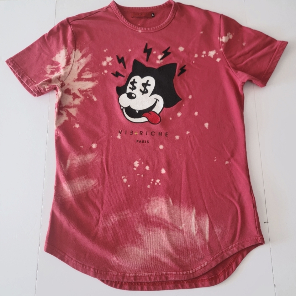 Vie + Riche Paris Red Bleach Shirt Size XL